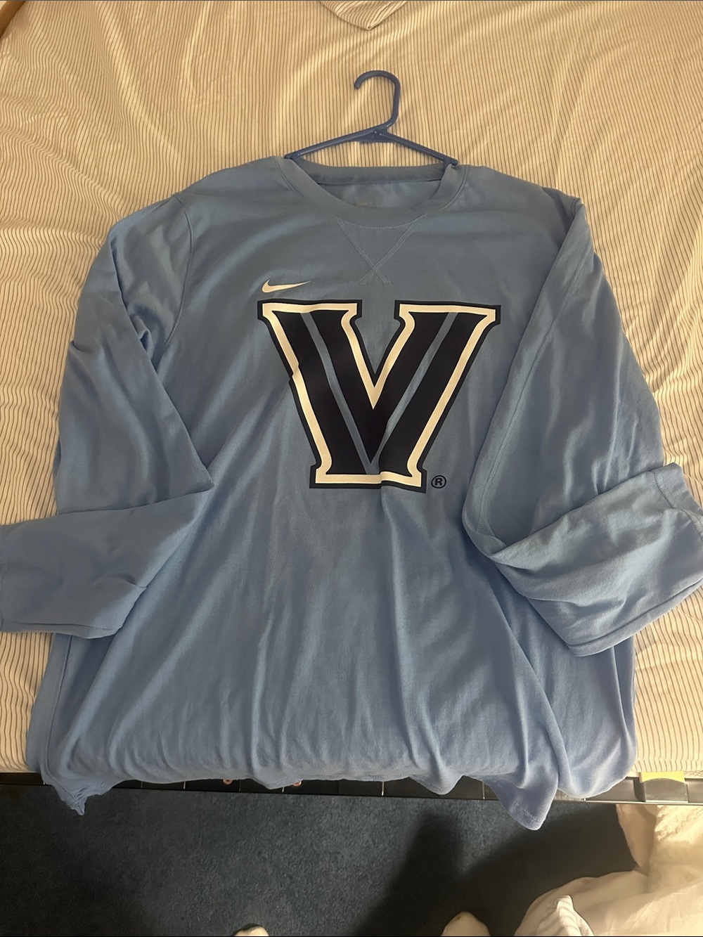 Nike Light Blue Villanova 'V' Crewneck Sweatshirt TEAM ISSUED